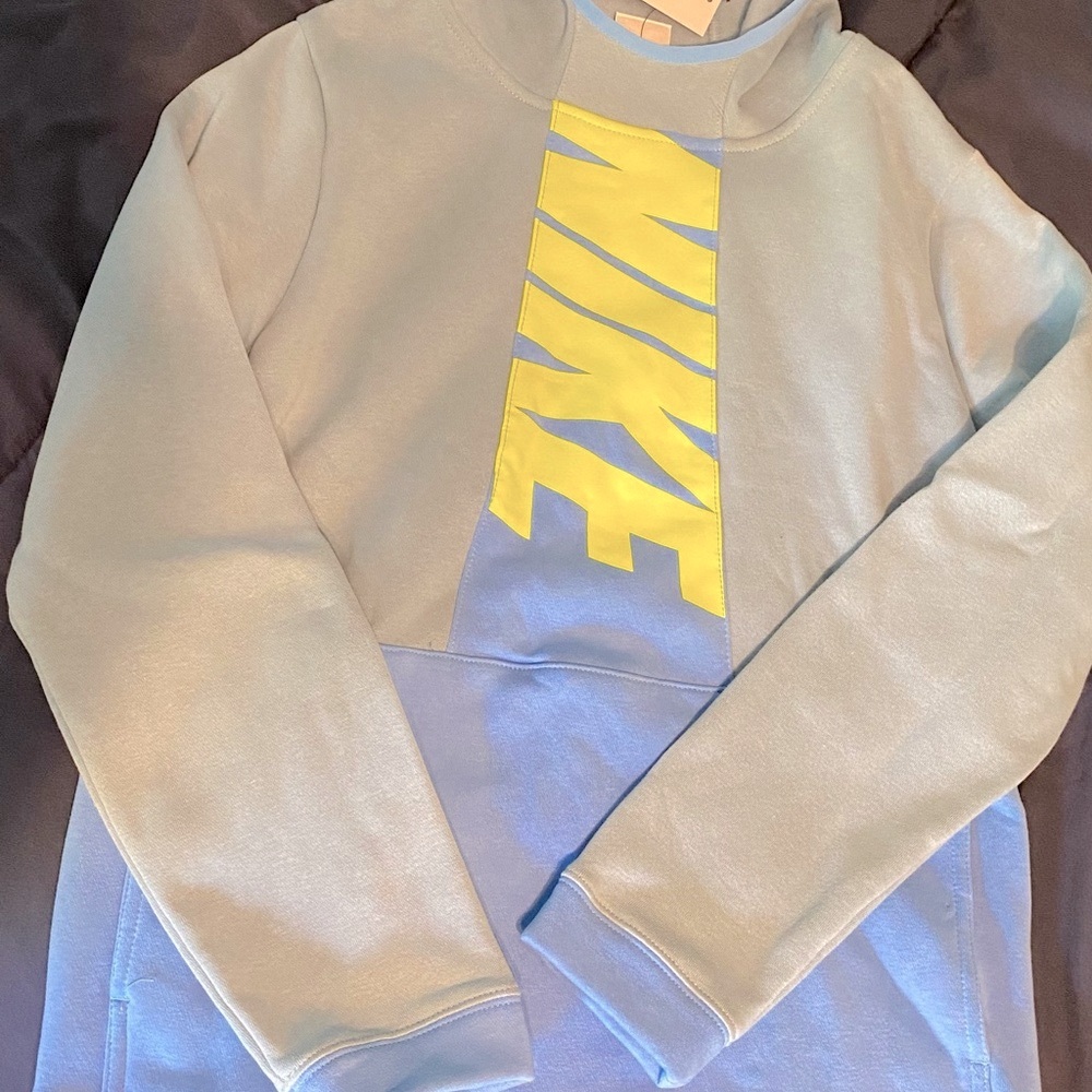 Nike Light Blue Hoodie with Yellow Logo
